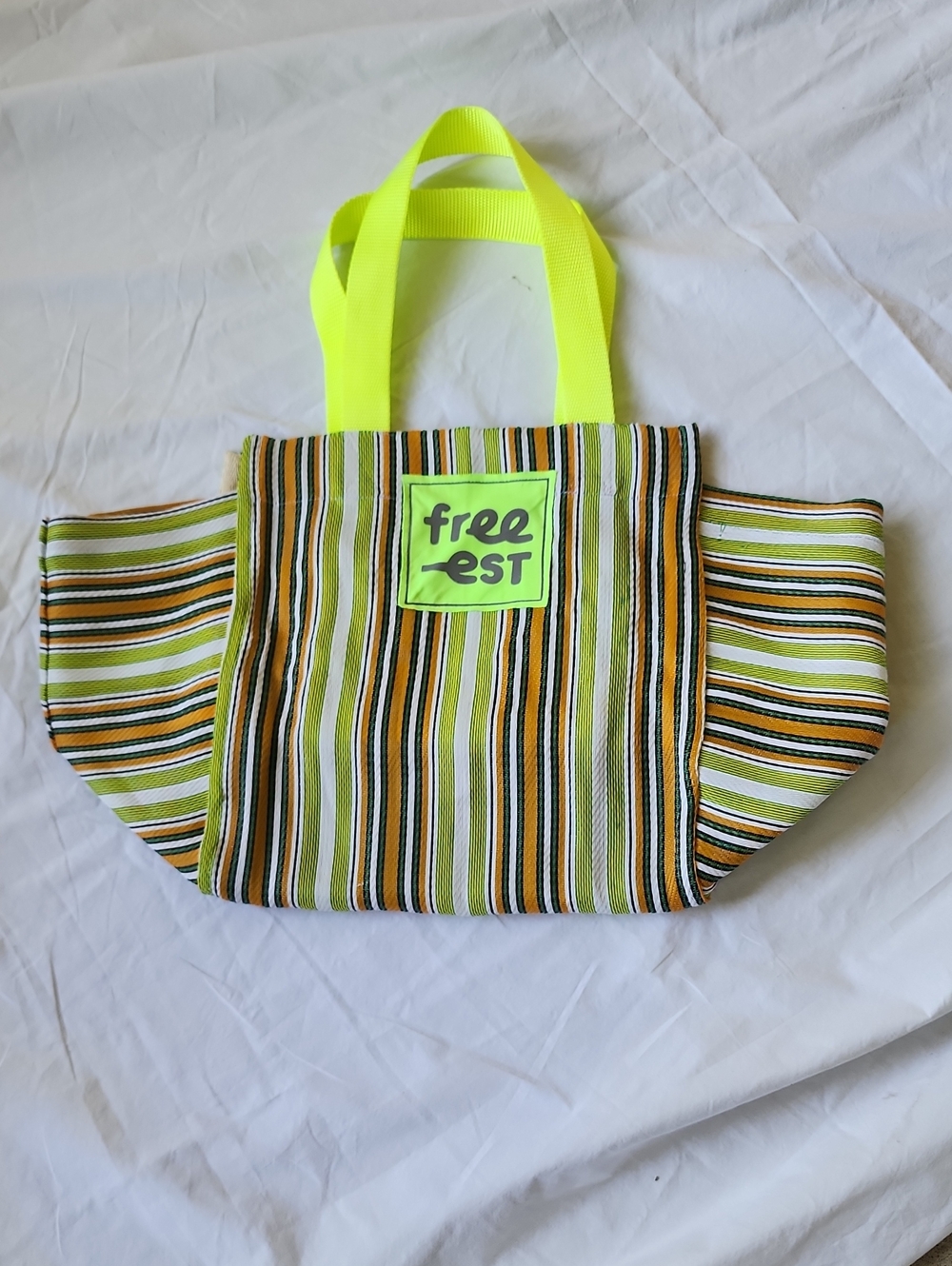 Free People Free-est Neon Yellow Striped Tote Bag